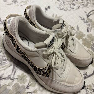 Nike Women's White Sneakers with Leopard Print